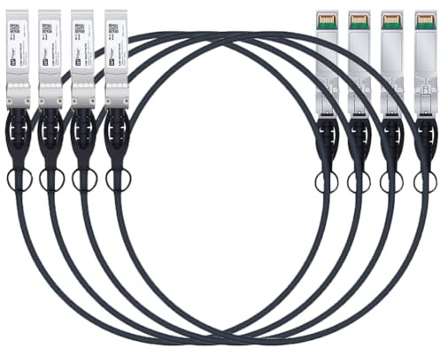 HiFiber Câble SFP+ DAC 10G 1m, Twinax Passif en Cuivre, 4 pièces | Compatible avec Cisco,Ubiquiti UniFi,Netgear,TP-Link pour Commutateur,Carte Réseau (NIC), Serveur et NAS