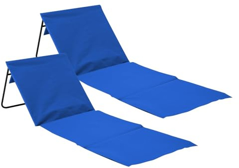 ORION91 Faltbare Strandmatte mit Rückenlehne, gepolstert, 2er-Pack, Stahl und Oxford-Gewebe, Garten, wasserdicht, 153 x 51 x 42 cm (L x B x H), Grau, Blau, Grün oder Rot