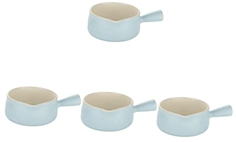 OQHAIR Utensilios esmaltados para sopera, Estufa, Mantequilla de Cereales, cerámica, para esmaltar, Cocina, Olla, Pico, Chile, Cuencos pequeños, Cacerola Antiadherente, asistida, Azul, mu