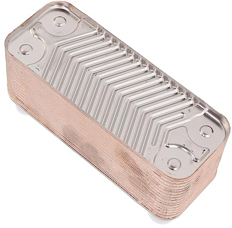VIFERR Scambiatore di Calore 30 a Piastre Saldobrasate in Acciaio Inox Strumento di Raffreddamento della Birra di Birra Domestica ad Alta Efficienza con Filettatura Npt da 1/2 Pollici