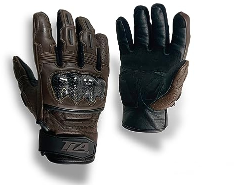 Gants de Moto en Cuir TLA NOX pour Homme et Femme, avec Manchettes Courtes homologuées CE, Tailles 2XS à 5XL, pour écran Tactile, mi-Saison_Marrone_M