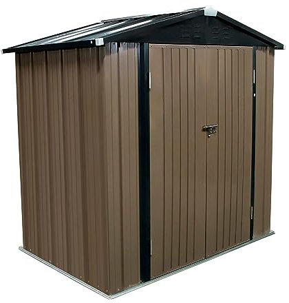 Panana Two Door Metal Garden Shed Tool Storage Sheds Lockable Green/Grey Color (6.1ft x 4ft Brown)