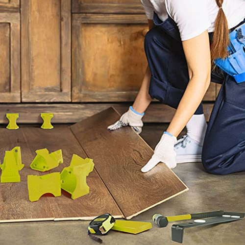 Bodenbelag-Fix-Abstandshalter, Laminatboden-Installationswerkzeuge, mit 20 Abstandshaltern, Schlagblock-Zugstange und Hammer, 1/4-Zoll-Spaltbodenbelag-Fix-Abstandshalter, Schlägel