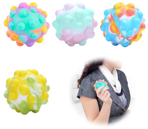 Palle Antistress, 4 Pezzi Stress Squeeze Giocattoli Antistress Bambini Squeeze Pop Giocattoli in Silicone Push Bubble Palla Pallina Giocattoli Antistress Squeeze Balls, per Festa,Regali di Compleanno