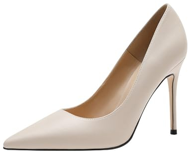 10CM/3.93IN Frauen sexy High Heels Mode Stiletto Party Abendkleid Pumps Pole Tänzerin Schuhe für Damen,Off White,37 EU