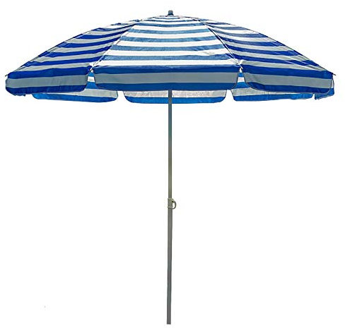 CAFIEDR Ombrellone da Giardino Ombrellone da Spiaggia a Strisce Piccolo con Ancoraggio in Sabbia, Ombrellone da Tavolo da Mercato Esterno Portatile Impermeabile, Tendal,Blue