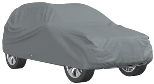 vidaXL Autoabdeckung, Abdeckplane mit Sicherheits-Ösen Kanten, Vollgarage für SUV, Ganzgarage Autogarage Schutzhülle, Grau L Vliesstoff