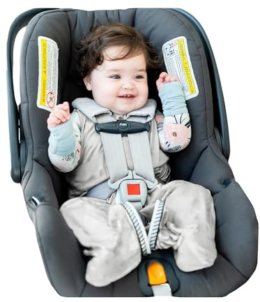 Buckle Me Baby Coats Sleep Sack | Car Seat Blanket | Car Seat to Crib Baby Wearable Blanket for Easy Transitions from Stroller, Carrier, High Chair or Any 5 Point Harness | 4-8 Months Grey Blankie
