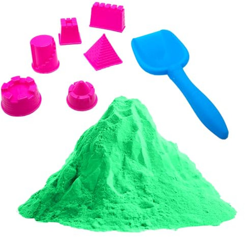 Arena cinética natural 1 kg con 6 moldes y pala para niños – Juego creativo de arena mágica para juegos sensoriales – Fácil de modelar, no seca, para actividades artísticas y regalos educativos