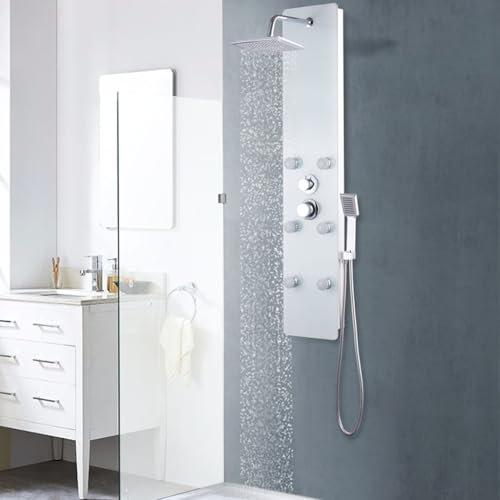 UJCHVHN Home Garden Duschpaneel Glas 25x44,6x130 cm weiß