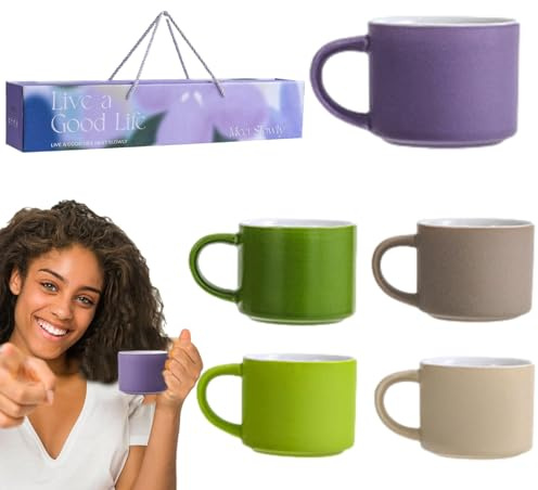 Juego de tazas de café,Juego de tazas de cerámica | Juego de 5 Tazas Pequeñas de Cerámica Tazas de Café,Tazas de té familiares, tazas para beber, taza de viaje con asa, taza de café moderna para su ho