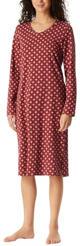 Schiesser dam Schiesser dam nattlinne långärmad mjuk bomull bigshirt med fickor – nattkläder nattlinne, Vinröd 181985, 42