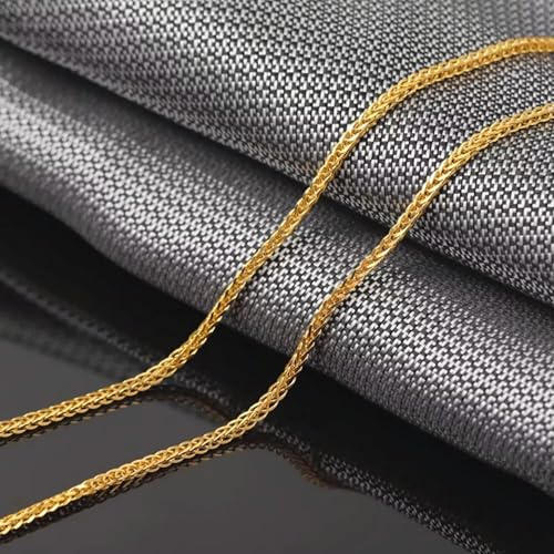 Au750 18 Karat Gelbgold Damen 0,8 mm Breite Weizenkette Fuchsschwanz-Halskette 15,7 L