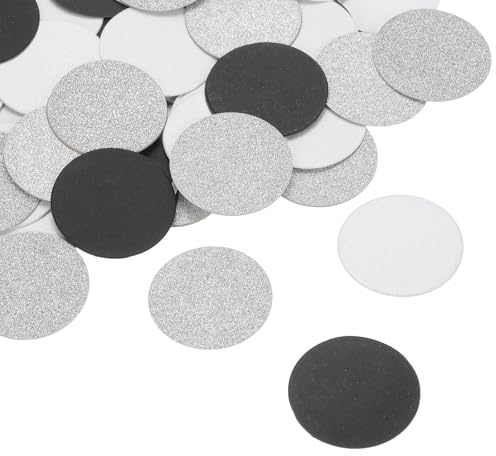 QUARKZMAN Glanzrunde Konfetti-Ausschnitte aus Papierkreisen für Hochzeitsgeburtstagsfeier-Tischwanddekorationen, 1,2 im Durchmesser (Schwarz & Silber & Weiß, 200 Stück) | 3cm Mehrfarbig Runde Streudeko Tischdeko für Weihnachten Hochzeit Karnevalsdeko Jahre Geburtstag Tischwand Dekorationen