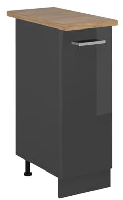 Vicco Apothekerschrank R-Line, Medizinschrank für die Küche, Anthrazit Hochglanz, 30 cm, AP Eiche