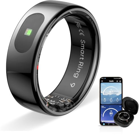 HPLSZCN Smart Ring für Herren & Damen - Touch-Steuerbarer Fitness Tracker, 5ATM Wasserdichter Smart Rings, Kompatibel mit iPhone & Android (Schwarz, 11)