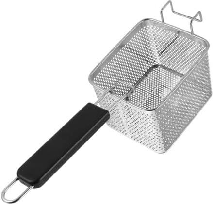 LIGIGWASH Cesta para Freír Inoxidable Canasta Cuadrada Colador de Cocina Mango Colgable para Freír y Presentación de Alimentos para Restaurantes y Uso Doméstico