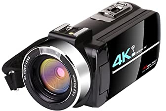 QZCX Digital Camera, Caméra vidéo Vlogging 4K Caméscope for l'enregistrement Vlog 5 6MP Et Ivre Caméras de Vision de Nuit Caméra de Pochette de Poche avec Fonction WiFi(64G SD Card,Blanc)