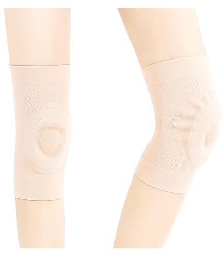 WEOKDFHA Sports Knee Pads Silicone Knee Pads Fitness Dance Skating Sports Knee Pads Basketball Pressurized Cycling Roller Non-Slip Breathable Knee Pads(Beige,M 30-40cm)