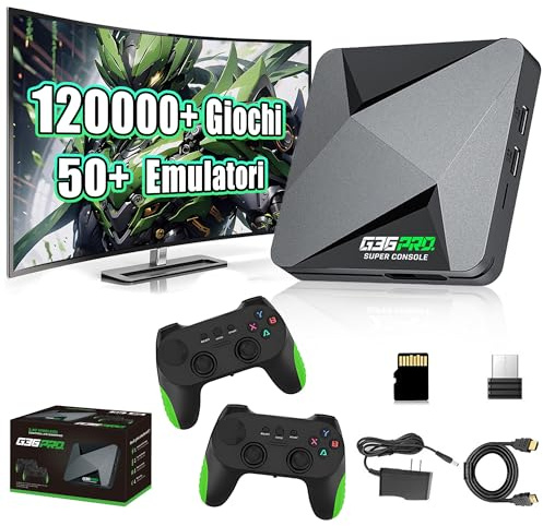 G36 Pro Console per videogiochi retrò,120000+ giochi,50+ emulatori,console EmuELEC 4.3+Android 9.0 con doppio sistema,con 2 controller wireless a 2,4 GHz,console per videogiochi HD plug&play (256G)