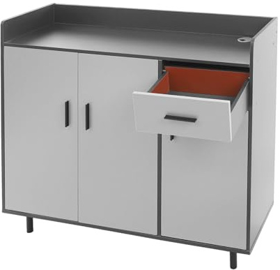 YyanLAK Küchenschrank, 100x34x92cm Putzschrank, Küchen-Aufbewahrungsschrank, Aufbewahrungsschrank, kann zum Abstellen von Geschirr, Wasserkochern, Aufbewahrungsboxen, Obsttellern (Grau, Schwarz)
