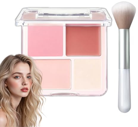 Blushers for Cheeks,3-in-1 Matte Face Blush Make Up Powder with Brush,Long-Lasting, Sweat-Resistant, Non-Greasy Blendable Face Makeup Powder, Matte Brighten Skin Natural Look