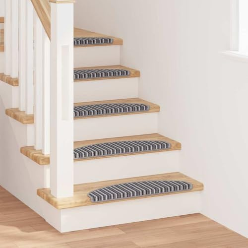 QJBSAVVA Selbstklebende Treppenmatten 15er Set Grau 65 x 21 x 4 cm Halbrund rutschfest Lärmreduzierend 100% Polypropylen Modernes Design für Wohnzimmer Flur Schlafzimmer