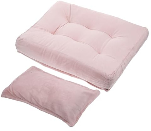 CLISPEED Newborn Photography Prop Set – Pink Mini Mattress and Pillow Bed for Photoshoot, Bed Photography Props for Newborn Posing and Decorative Use