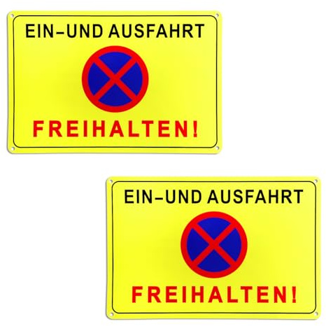 YPLANGENT 2 Stück Parken Verboten Schild Ausfahrt Freihalten Schild Metall Aluminium Ein Reflektierende Folie Warnschilder Verbotsschilder Zufahrt Freihalten 30x20 cm