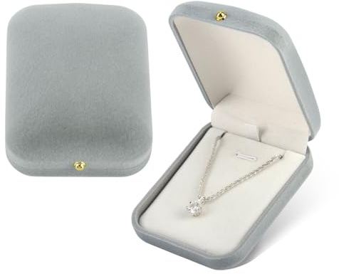 YUE QIN 2 Stück Schmuck Verpackung Geschenkbox Schmuckschachtel Klein Grau | Schmuckbox Schachtel Schmuckverpackungen Halskette Schmuckdose für Heiratsantrag Hochzeit Geburtstag Valentinstag Muttertag