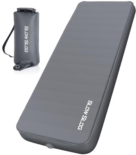 Self-Inflating Sleeping Mats for Outdoor 4in Foam Sleeping Pad, Gray | Ultra-Thick Foam Sleeping Pad Inflatable Camping Mattress with Pump Sack, Portable Camping Pad for 4-Season