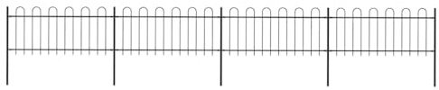 Generico Recinzione da Giardino con Parte Superiore ad Anello in Acciaio 714,5x80 cm Nero,Pannelli per recinzioni