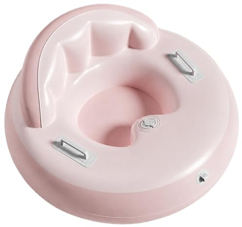 Inflatable Snow Tube Sled, Pink Heart Snowboard for Adults with High Backrest and Safety Handles, Thickened Cold-Weather Sledding for Winter Outdoor Fun