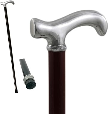Cavagnini Gehstock Handgefertigt Made in Italy – Luxus Spazierstock aus massivem Buchenholz mit glänzendem Zinn-Griff, personalisierbar, ideal für Herren & Damen – Geschenk mit Gravur