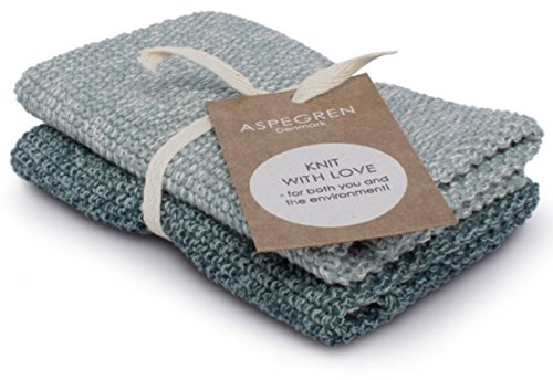 Aspegren Dänemark - 2er Set gestrickte Spüllappen - Blend Seagreen
