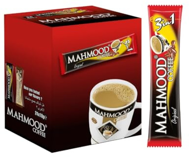 Mahmood 3 in 1 Coffee 18 G – Instant Coffee with Milk and Sugar – Delicious, Easy-to-Make Instant Coffee Packets, Single Serve Packets Total 24 Sticks