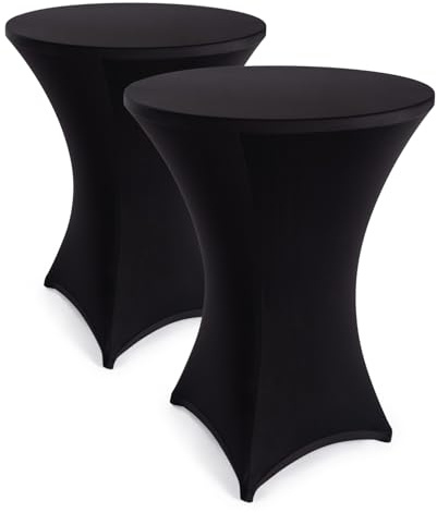Blumtal Stretch Stehtisch Hussen Bügelfrei - Oeko -TEX zertifizierte Tischhussen für Stehtische Ø 70 – 75 cm - Verstärkung im Fußbereich - waschmaschinengeeignet - Schwarz