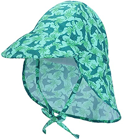 LACOFIA Baby solhatt med band och nackskydd, barn, strandmössor, småbarn, sommar, visir, keps, A-hai, 6-18 Månader
