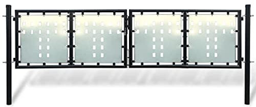 Moderner Stil,Mit Schließsystem,Zauntor Gartentor Doppeltor schwarz 300 x 125 cm