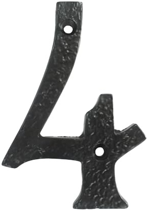 UAP Cast Iron 4 House Number 4 Screw Fix Front Door Rustic Address Plate Black