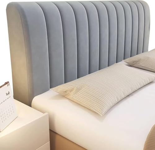 QARIDO Bettkopfabdeckung Verdicken Gesteppt Kopfteilbezug Protektor Einfarbiges Design Bett Kopfteil Bezug, Dehnbar, Waschbar, Abnehmbar, Für Schlafzimmer (Color : Grau, Size : 200cm)