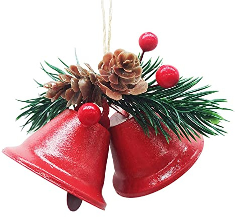 Ornamenti di campane di Natale | Ciondolo campana albero di Natale con bacche di agrifoglio e castagne,Decorazione natalizia con campanelli da appendere per la decorazione della porta di casa Keptfeet