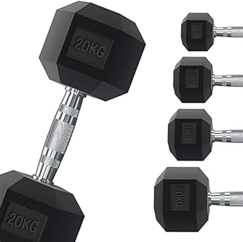 Professionell 1–50 kg gummerad sexkantig hantel| gym eller hemmagym | ergonomiskt halkfritt handtag | säljs individuellt (2 x 6 kg)