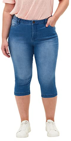 Zizzi Amy Capri Jeans pour femme - Grandes tailles - Jean 3/4 - Pantalon capri avec coupe ajustée et taille haute - Mode courbée pour l'été - En mélange de coton confortable avec stretch