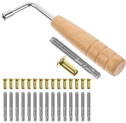 MILISTEN 16-Teiliges Tuning Mit L-Förmigem Stimmschlüssel Messingnieten Stimmwirbel Für Zithern Cembalo Hackbrett Andere Primitive Saiteninstrumente Stimmwirbel Zither