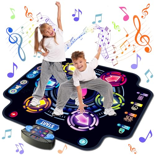 Tanzmatte für Kinder, einzigartiges elektronisches Tanzpad mit 6 Tasten und Bluetooth-9-Stufen, leuchtendes Musikspiel, Tanzspielzeug, Geburtstag für Mädchen und Jungen im Alter von 3–12 Jahren