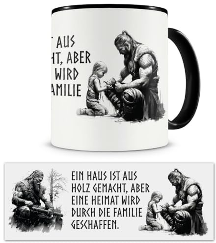 Samunshi® Wikinger Tasse mit Spruch Familie schafft Heimat Yggdrasil Geschenk für Germanen Nordmänner und Wikinger Fans Kaffeetasse Lustige Tassen