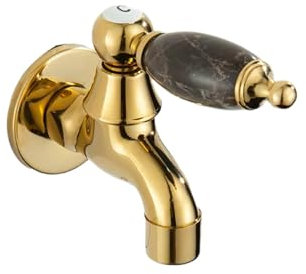 Garten Wasserhähn Natürlicher Jade-Gold-Vollkupferkörper-Waschmaschinen-Wasserhahn-Mopp-Pool Schnell Öffnender Einzelner Kalter Kleiner Wasserhahn In Die Wand Schwarzer Jade-Kurzmopp