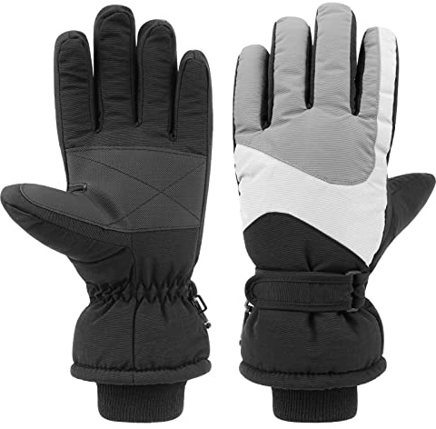 QKURT Gants de Ski pour Enfants garçons, Gants imperméables d'hiver Gants Chauds en Polaire Gants de Snowboard Anti-Neige Gants Thermiques isolés Gants pour Temps Froid
