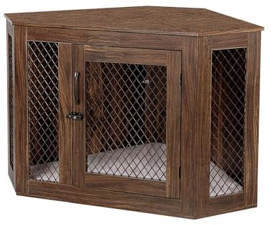 Furniture Corner Hundekäfig, Hundezwinger mit Kissen für mittelgroße Hunde, aus Holz, 111,8 cm, abschließbar